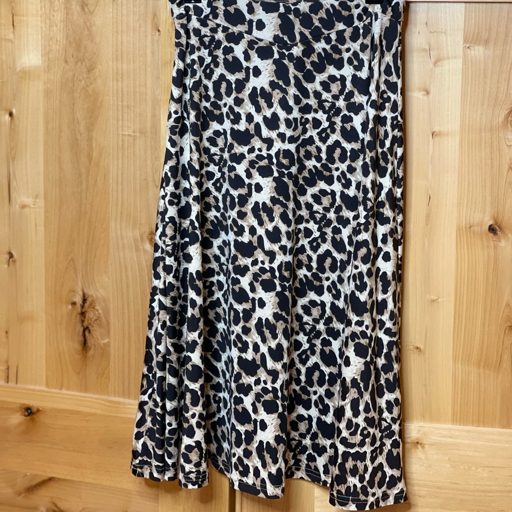 Kate Kasin Leopard Print Skirt